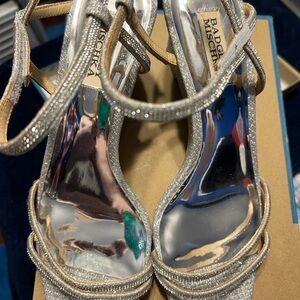 Badgley Mischka Glittering Silver Strappy Heels